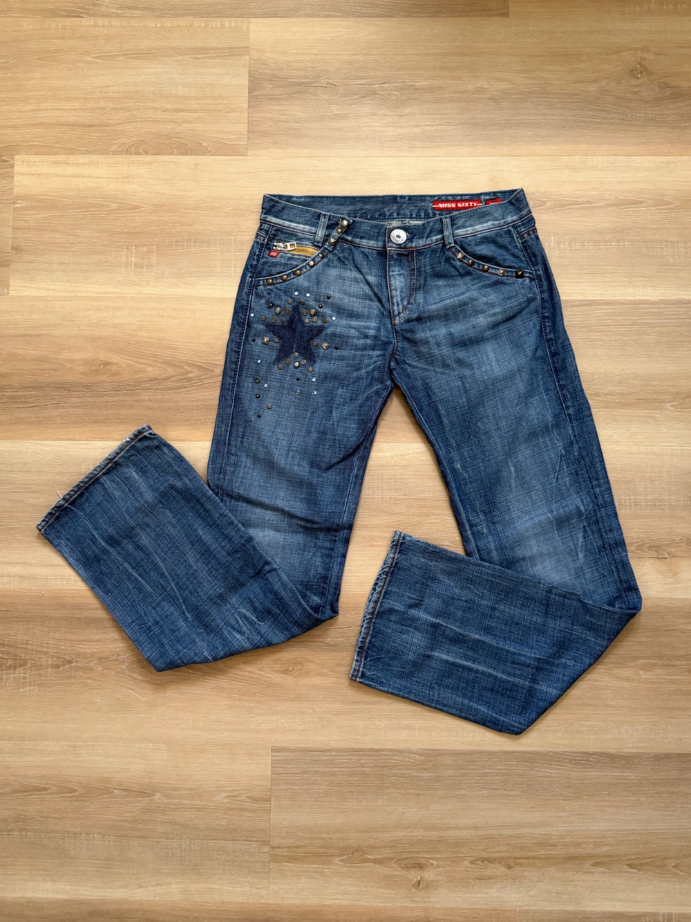 Miss Sixty Red-Accent Blue Denim Jeans Label Detail